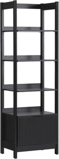 Walker Edison Modern Narrow Open Bookshelf Bottom, 22 Inch, One-Drawer Black