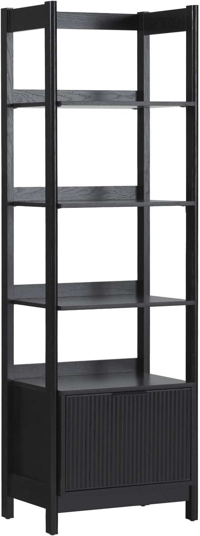 Walker Edison Modern Narrow Open Bookshelf Bottom, 22 Inch, One-Drawer Black