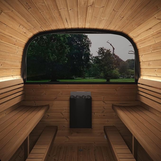 Model CL12GCP, Cube-Series Outdoor Home Sauna Suite Kit, Up to 8 Persons (Sauna Heater and Sauna Stones Included) (HIVE MINI 11 WiFi - Black)