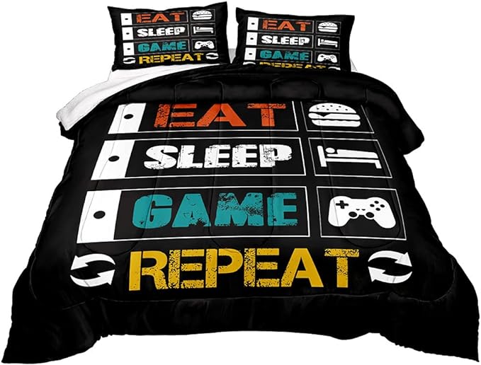 Gaming Comforter for Boys Teen,Game Contoller Bedding Set for Boys Kids,Down Alternative Comforter for All Season,Gamer Home Decor for Boys Comforter Set (Comforter-Game33, Full)