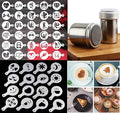 46 Coffee Stencils+2 Mesh Powder Shakers, Cake Baking Templates Coffee Decoration Stencils Coffee Art Template Coffee Mold Tool for Christmas Thanksgiving Cake Coffee Cappuccino