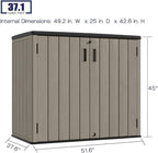 KINYING Outdoor Horizontal Storage Sheds,Outdoor Storage Cabinet Waterproof Resin Tool Storage Box for Lawn Mower,Garden Tools and Patio Furniture, Lockable (Brown)