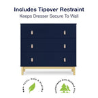 Delta Children Gap babyGap Oxford 6-in-1 Convertible Crib - Greenguard Gold Certified, Bianca White/Natural & Gap babyGap Legacy 3 Drawer Dresser with Leather Pulls, Navy/Natural