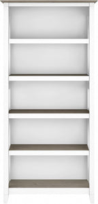 Bush Furniture BSH24470221 Key West 5-Shelf 66-Inch H Bookcase, Shiplap Gray/Pure White