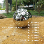 304 Stainless Steel Gazing Ball Sculptures Diamond Decoration Mirror Hollow Metal Ball Ornament Statues Gazing Globe for Home Garden (8 inch)