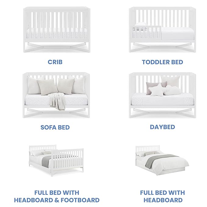 Delta Children Tribeca 4-in-1 Baby Convertible Crib, Bianca White