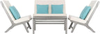 Safavieh PAT7044B Collection Chaston Wash and White and Light Blue 4 Pc Living Accent Pillows Outdoor Set, Grey/Beige Soild