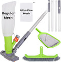 Sepetrel Deluxe Swimming Pool Cleaning Kit with Spa Jet Vacuum Cleaner,Brush, Semi-deep Skimmer Net & Adjustable 57.5-inch Pole,Ideal for Cleaning Above Ground,Inflatable Pools