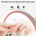 Half Moon Nail Desk Lamp, 48W Manicure LED Light for Nails, 3360 Lumen Stepless Dimming with Wire Controller, 3 Light Modes Nail Light for Desk, Arch Light for Nail Techs