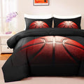 Teens Boys Sports Comforter Set Twin,Basketball Bedding Set for Kids,Sports Orange Basketball Comforter Sets,Black Teenage Boy Bedroom Bed Set 3 Pieces with Pillowcases