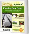 Agfabric Plant Covers Freeze Protection Frost Blankets for Plants 5'x25' 0.9oz Floating Row Cover Garden Plant Cover Freeze Cloths for Plants Winter Frost Pests Protection,White