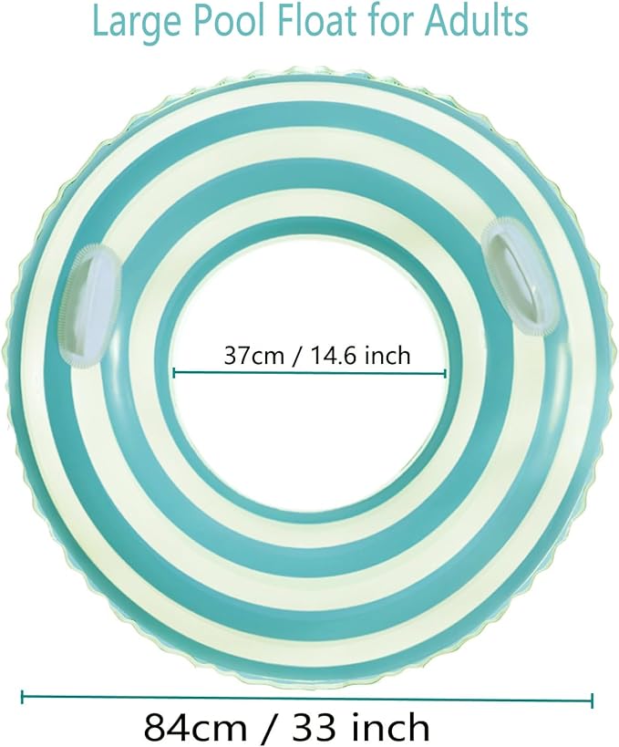 2 PCS Striped Pool Floats for Adults Swimming Rings Tube with Handles -Inflatable Pool Float Tube for Adults Pool Floats for The Beach, Party, Vacation