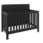 Baby Relax Miles 5-in-1 Convertible Crib, Solid Pine Wood, Black