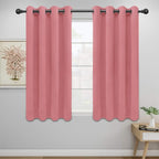 Easy-Going Blackout Curtains for Bedroom, Solid Thermal Insulated Grommet and Noise Reduction Window Drapes, Room Darkening Curtains for Living Room, 2 Panels (52x46 in,Pink)