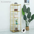 Gold Shelf, Gold Bookcase, 5-Tier Bookshelf Shoe Purse Handbag Rack Shelving Unit Etagere Tall Narrow Metal Corner Shelf Boutique Display Storage Retail Commercial Stand(19.7x15.7x63)