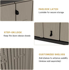 KINYING Outdoor Horizontal Storage Sheds,Outdoor Storage Cabinet Waterproof Resin Tool Storage Box for Lawn Mower,Garden Tools and Patio Furniture, Lockable (Brown)