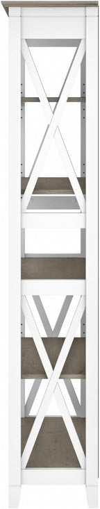 Bush Furniture BSH24470221 Key West 5-Shelf 66-Inch H Bookcase, Shiplap Gray/Pure White
