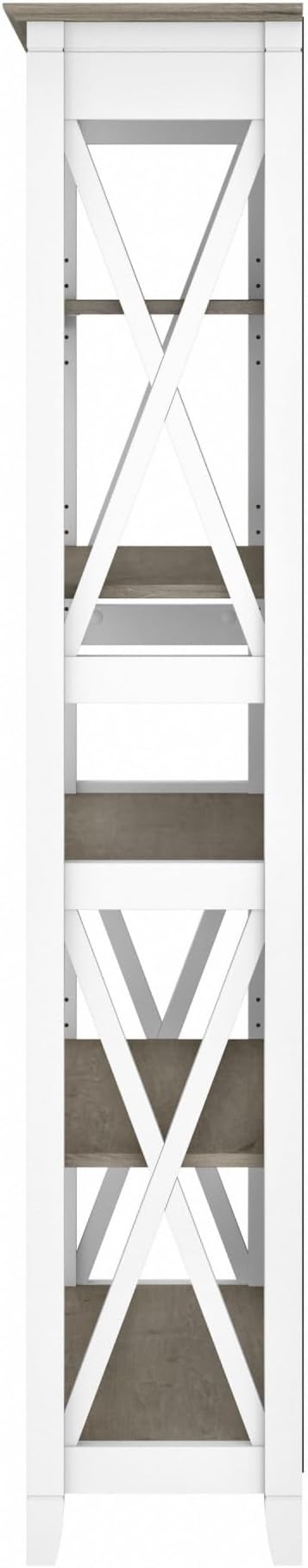 Bush Furniture BSH24470221 Key West 5-Shelf 66-Inch H Bookcase, Shiplap Gray/Pure White