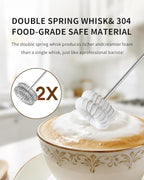 CIRCLE JOY Rechargeable Milk Frother Handheld with Stand,Dual Spring Whisk Electric Coffee Frother Wand, Portable Hand Frother Drink Mixer for Matcha Lattes Cappuccino, Coffee Lover Gift, Silver