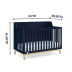 babyGap by Delta Children Oxford 6-in-1 Convertible Crib TrueSleep 2-Stage Deluxe Crib and Toddler Mattress (Bundle), Navy/Natural