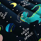 Datura home Dinosaur Space Dinos Comforter Bedding Set for Boys Kids Children,Celestial Bodies Colorful Dinosaur Print Bedding Set with 1 Comforter and 2 Pillowcases(Dinosaur Full)
