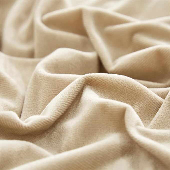 Wellboo Beige Velvet Comforter Sets Full Solid Cream Coffee Fluffy Bedding Comforters Luxury Champagne Flannel Quilts Women Men Light Taupe Fuzzy Blankets Modern Minimalist Khaki Tan Sherpa Plush Bed