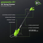 Greenworks 48V (2x24V) Cordless Yard Tool Combo - 21" Self - Propelled Mower, 12" Trimmer, Blower + 24V 500 Lumen Lantern