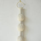 Macrame Wall Hanging Small Sphericity Cotton Textile Tassel Wall Hanging Fiber Yarn Art for Living Room Bedroom 27'' L x 2.3'' W