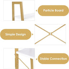 finetones 5-Tier Ladder Shelf, Gold Bookcase Bookshelf with Metal Frame, Display Shelf Plant Rack Accent Furniture for Home Office, White/Golden