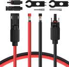 BougeRV 30 Feet 8AWG Solar Extension Cable with Female and Male Connector with Extra Pair of Connectors Solar Panel Adaptor Kit Tool (30FT Red + 30FT Black)