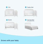 Graco Benton 4-in-1 Convertible Crib and Changer (White) – Crib and Changing Table Combo, Includes Water-Resistant Changing Pad, 3 Drawers, Converts to Toddler Bed, Daybed and Full-Size Bed