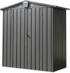 Small Outdoor Storage Shed 5.7x3ft Galvanized Steel, Large Capacity Garden Tool Shed with Gable Roof & Lockable Double Doors - Utility Shed for Patio, Backyard, Lawn (Dark Gray)