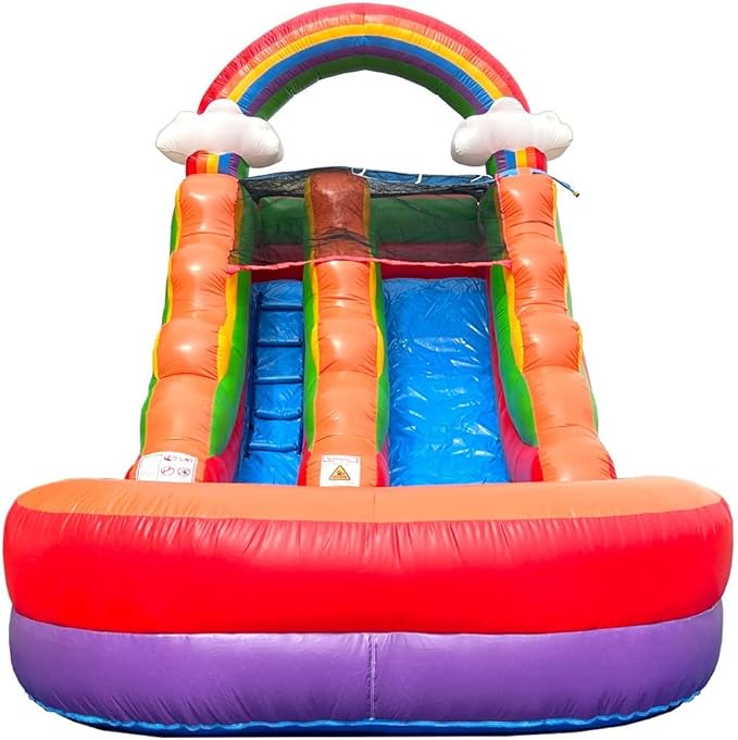 Inflatable Water Slides for Kids - Backyard Inflatable Water Slides with Splash Pool - Rainbow Cloud Slide Complete with Blower, and Stakes - 21' x 9' - 12' Tall Slide