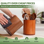Walnut Utensil Holder, 360° Rotating 7.3 in Kitchen Organizer | Rustic farmhouse countertop decor. 360° rotating base holds spatulas, ladles, tongs, and cooking tools. Rich walnut finish