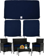 ClawsCover 3Pack Outdoor Seat Cushions Replacement Covers Fit for 4 Pieces Wicker Rattan Furniture Patio Conversation Set Loveseat Chair,38x19x2,19x19x2,Navy-Large (Include Cover Only)