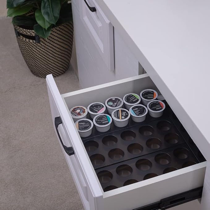 Coffee Pod Storage Organizer for Kitchen Drawer,Holders 60 K CUP, Premium Plastic Tray With Non-slip mat