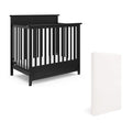 Storkcraft Petal 4-in-1 Convertible Mini Crib (Black) – GREENGUARD Gold Certified, Converts to Daybed and Twin-Size Bed, includes Bonus 2.75-inch Mini Crib Mattress