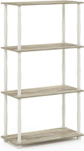 Furinno Turn-N-Tube 4-Tier Multipurpose Shelf Display Rack, Classic Tubes, Sonoma Oak/White