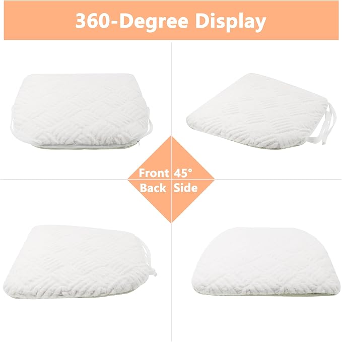 Plush Chair Cushion, Oval Chair Cushion Pad,Ultra Soft Nonslip Seat Pad,Comfortable Chair Cushion Cover,2PCS Memory Foam Chair Seat Cushion for Home Office Kitchen Dining Chairs White