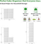 C&AHOME Cube Storage Organizer, 4-Cube Shelves Units, Closet Cabinet, DIY Plastic Modular Book Shelf Ideal for Bedroom, Living Room, Office, 24.8" L x 12.4" W x 24.8" H Milky UPCS04M