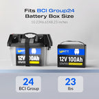 Wattcycle LiFePO4 Lithium Battery 12V 100Ah, Use EV Grade A+ Cell, Buit-in 100A BMS, Low Temperature Protection, Up to 15000 Cycles -Perfect for RV, Solar System, Trolling Motor, etc.