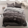 Wellboo Grey Gradient Comforter Sets Queen Silver Grey Velvet Bedding Comforters Modern Plain White and Dark Grey Flannel Quilts Farmhouse Abstract Art Gray Comforters Micromink Sherpa Fuzzy Plush Bed