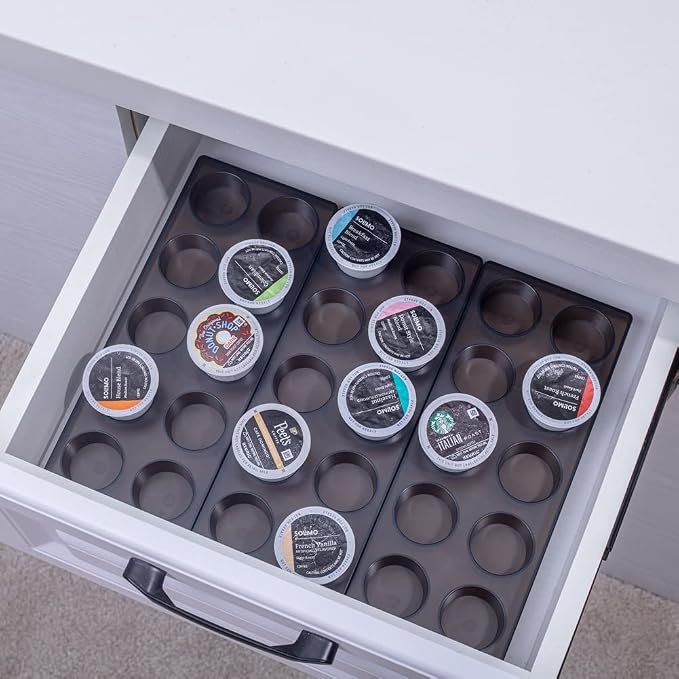 Coffee Pod Storage Organizer for Kitchen Drawer Holders 20 K CUP, Premium Plastic Tray With Non-slip mat