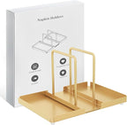 Gold Napkin Holder for Table with Salt and Pepper Shakers Caddy | Metal Napkin Holder, Standing Paper Napkin Storage for Kitchen Dining Table Decor