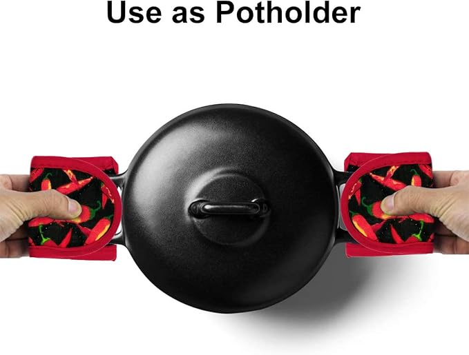Evoio Cast Iron Skillet Pot Pan Hot Handle Holder Covers (4-Pack Black) | Pot Handle Covers Heat Resistant Pot Skillet Hot Handle Sleeves Mitt Cover for Kitchen, BBQ and Baking Cookware