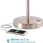 OttLite Harmonize LED Desk Lamp - 2.1A USB Charging Port, 3 Brightness Settings, Brushed Nickel