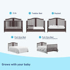 Graco Solano 4-in-1 Convertible Crib with Drawer (Espresso) – GREENGUARD Gold Certified, Crib with Drawer Combo, Includes Full-Size Nursery Storage Drawer, Converts to Toddler Bed and Full-Size Bed