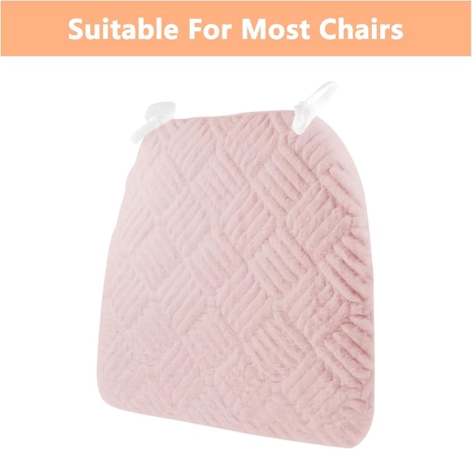 Plush Chair Cushion, Oval Chair Cushion Pad,Ultra Soft Nonslip Seat Pad,Comfortable Chair Cushion Cover,2PCS Memory Foam Chair Seat Cushion for Home Office Kitchen Dining Chairs Hot Pink
