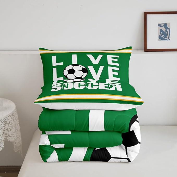 Feelyou Football Bedding Set King Size Rugby Sports Comforter Set for Kids Boys Girls Decor Soccer Ball Game Comforter Gift for Football Lover Duvet Set Bedroom Quilt Set