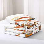 Kids Construction Vehicles Truck Comforter for Boys Queen,Cartoon Car Excavator Tractor Bedding Set,Construction Christian Spirational Quotes Comforter with 2 Pillowcases White